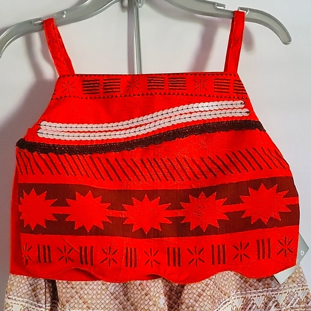 Disney MOANA Costume 3pc Sarong Skirt Top Halloween Dress Up Polynesian Play